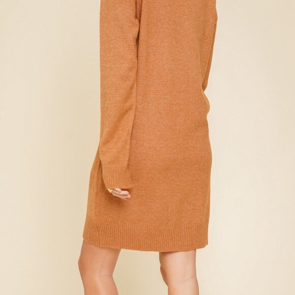 HEM & THREAD Rust Leopard Print Sweater Dress Cozy Knit Long Sleeve Fall Winter - Picture 5 of 6